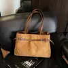 Bolsa Tote Retrô Simples para Mulheres, Bolsa de Mão e Bolsa de Ombro de Grande Capacidade, Novo Modelo 2025, Estilo Coreano, Bolsa Feminina de Moda Diária