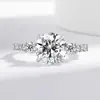 Anillo Abierto de Moda en Vivo Transfronterizo de Platino Chapado de 3 Quilates con Base de Cobre, Anillo de Boda Huevo de Paloma para Mujeres Joyería