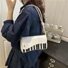 Bolso Versátil para Mujer 2025, Bolso Cuadrado Pequeño de Moda y Aspecto de Alta Calidad, Nuevo Bolso Bandolera de un Solo Hombro, Bolso para Mujer con Rayas Contrastantes Estilo Teclas de Piano