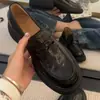 Mocassins de couro de flor integral de 5 cm para mulheres, novo estilo primavera/outono, couro macio, estilo britânico, tamanho 34-43