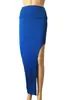AliExpress ebay Produtos Saia Longa Sexy Cintura Alta Fenda Lateral Quadril Colorida Multicolor Exposta Perna Saia Longa