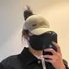 Corea del Sur ins gorra de béisbol con coleta para mujer verano a prueba de sol a prueba de sol parte superior vacía gorra con visera beige gorra deportiva marea