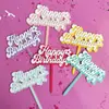 Estilo Ins Tarjeta de inserción para pastel de cumpleaños de Margarita Doble inserción de acrílico para pastel Decoración de pastel para mesa de postres de fiesta