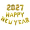 Balões Novos Transfronteiriços Decoração de Festa de Véspera de Ano Novo 2027 Conjunto Feliz Ano Novo Balões de Folha de Alumínio Happynewyear