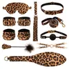 Jiuai brinquedos eróticos para adultos SM estampa de leopardo algemas conjunto de adereços de bondage ferramentas auxiliares para casais para treinamento