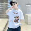 Camiseta de Algodão Tendência com Manga Curta para Meninos, Top Estampado para Bebês e Crianças Pequenas, Roupa Infantil da Moda