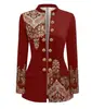 Fábrica de origen 2026 transfronterizo europeo y americano jacquard retro de doble botonadura para mujer con cuello mao estilo dama elegante chaqueta
