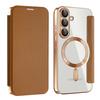 Adecuado para S25Ultra Funda de Cuero Magnética Escudo Dorado Antirrobo Protección contra Deslizamiento S25Fe Flip Porta Tarjetas Funda Protectora Fábrica