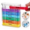 Pastillero Arcoíris, Siete Días a la Semana, 28 Compartimentos, Pastillero de Plástico Portátil en Inglés, Colección Transfronteriza de Comercio Exterior