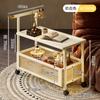 Mesa de Centro Estilo Mediados de Siglo, Mesa de Centro Móvil, Mesa Lateral para Sofá, Carrito Pequeño de Empuje, Mesa Lateral de Gama Alta, Mesa Lateral para Té, Carrito de Madera Maciza para Sala de Estar