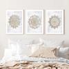 Pintura decorativa triple sin marco con patrón de flor de mandala beige estilo europeo para sala de estar, sala de yoga, pared de fondo, colgante de pared AliExpress