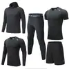 Conjunto de Roupas Fitness de Cinco Peças para Primavera e Outono de 2024 Masculino Infantil Secagem Rápida Roupa de Corrida Tights Jaqueta com Capuz