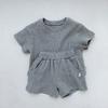 Conjunto de Bebé Ropa de Verano para Bebé Estilo Coreano Ropa para Niños Conjunto de Color Caramelo para Bebé Conjunto de Dos Piezas de Algodón Puro de Color Sólido para Niño y Niña