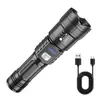 Linterna Foco de Patrulla Exterior Transfronterizo de Largo Alcance Luz Fuerte Portátil Recargable Pequeña Extensible Retráctil Venta al por Mayor Foco P50