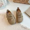 Zapatos Birkenstock para Niños Primavera y Otoño Retro Zapatos Pequeños de Cuero para Bebé Niñas Suela Suave Antideslizantes Zapatos Tipo Frijol Niños Versátiles Casuales