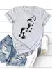 Camiseta Gráfica Feminina Casual Estampada Moda Feminina Gola Redonda
