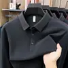 Camisa tipo polo de manga larga para hombre con seda de morera y lana de oveja, nuevo estilo otoño 2026, camiseta casual para hombre con cuello camisero