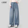 Roupas de Outono 2026 para Meninas Little Feite Novo Estilo Jeans para Crianças Maiores Jeans Infantil Casual Versátil de Barra Reta