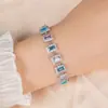 Pulsera Cuadrada de Joyería para Otoño e Invierno, Joyería Europea y Americana, Circonita de Alta Gama, Rubí, Zafiro, Lujo Ligero, Moderna y Versátil para Mujeres