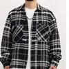 Jaqueta de tweed estilo outono masculina, design versátil listrado e xadrez, jaqueta/cardigã único de manga longa estilo camisa