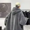 Casaco de Lã de Cordeiro com Capuz Outono e Inverno Marca Tendência Jaqueta Acolchoada de Algodão com Forro de Lã para Homens e Mulheres Jaqueta Acolchoada de Algodão Casual Quente para Casais Roupa Superior