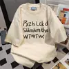 Camiseta de Manga Curta com Estampa de Letras da Nova Marca Tendência Verão 2026, Top Oversize Casual Preguiçoso para Casal