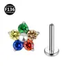 Aleación de Titanio F136 Flor Multicolor Circonita Rosca Interna Labio Uña Oreja Uña del Cartílago del Oído Joyería para Piercing 0.9