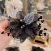 Elástico de Cabelo Grande de Organza Gipsofila para Mulheres Faixa de Cabeça Corda de Cabelo Flor de Cabelo Acessório de Cabelo Elegante Moderno Coque Simples