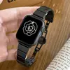 Correa de acero inoxidable con patrón de bambú para Apple Watch iwach10 de una sola fila para mujer, delgada