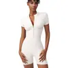 Ropa de Fitness de una Pieza con Cremallera Huiton Europea y Americana para Mujer Verano Ajustada de Secado Rápido Pantalones Cortos Exteriores Mono de Yoga