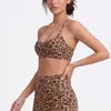 Sujetador Deportivo Estampado de Leopardo para Mujer Espalda Bonita Cruzado Correas Finas Alta Elasticidad Ajustado Transpirable para Correr Fitness Yoga