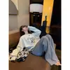 2724 # Superniniyy Pantalones de Pierna Larga Compuestos de Terciopelo con Tacto de Yogur Cremoso Terciopelo Casual Perezoso de Pierna Ancha