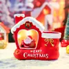 Venta caliente de nuevos productos transfronterizos: Portalápices de casa de Navidad con luz, caja de almacenamiento, regalo para estudiante, portalápices de resina, adorno de almacenamiento de escritorio