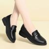 Sapatos de Couro de Peça Única para Primavera e Outono com Dropshipping, Sapatos Confortáveis para Mulheres de Meia-Idade e Idosas, Sapatos de Salto Baixo com Corte Profundo, Sapatos Sociais Profissionais de Solado Macio para Mulheres