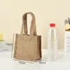 Color Listo Para Enviar Bolsa de Arpillera Bolsa de Recuerdo Personalizada Puede Imprimir Logo Blanca de Algodón Lino Lino Amarillo Sensación de Alta Gama Bolsa de Lino