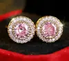 Pendientes de Botón Redondos Full Diamond con Textura Estilo Hong Kong, Estilo Nuevo Transfronterizo Tangjia para Mujer, Pendientes Redondos Huecos de Alta Gama Europeos y Americanos con Diseño Único e Innovador