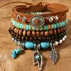 Set de 5 Pulseras de Madera con Cuentas Nuevas, Arcilla Suave y Turquesa, Pulseras de Terciopelo Coreano Adecuadas para Hombres y Mujeres para Uso Diario