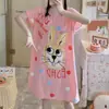 Pijama de verano para mujer de talla grande, diseño de dibujos animados lindo, para damas de talla grande, vestido camisón de seda de leche para el hogar, venta al por mayor