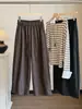 Pantalones casuales de pierna ancha tipo globo con cordón, estilo coreano, relajados, cropped, de cintura alta, sueltos, rectos, para mujer, nuevo otoño