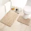 Tapete de Chão de Veludo de Coral de Pedra Pequeno Transfronteiriço, Cor Sólida, Estilo Simples, Conjunto de Duas Peças de Tapete de Chão para Banheiro, Tapete Antiderrapante para Vaso Sanitário