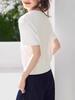 Camiseta de Manga Corta para Mujer Verano Nueva Camiseta Top con Dobladillos Divididos y Hebilla Decorativa de Diseño Casual Versátil