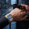 Nuevo Reloj de Acero con Calendario Luminoso para Hombre, Reloj Hueco en Relieve al por Mayor, Reloj de Cuarzo Totalmente Automático para Hombre