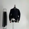 Suéter Masculino de Tricô com Gola Henley Falso de Duas Peças Leve de Luxo Malha Trançada Nicho Minimalista Textura Trançada Confortável Quente