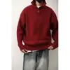 Suéter de cuello alto medio para hombres y mujeres, marca de moda otoño e invierno, cuello alto abotonado, rojo para el año del zodiaco, tejido suelto y casual para parejas