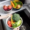 Balanza de lavado de verduras de doble capa con cesta de drenaje, juego de seis piezas para cocina y sala de estar, bandeja de lavado de frutas para el hogar, cesta simple de plástico para lavar arroz