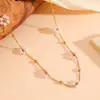 Collar Pulsera de Acero de Titanio Rosa y Blanca Flor de Verano para Mujer Versátil Fresco Dulce Acero Inoxidable Conjunto de Pulsera Collar Flor