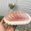 Nuevo Pulsera Popular de Vidrio Imitación Jade Estilo Chino, Diseño de Flor de Durazno, Estilo Antiguo para Mujeres, Pulsera Redonda de Alta Transparencia Color Toronja, Rosa