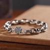 Estilo étnico simples retrô esculpindo mantras de seis caracteres Pulseira masculina maré banhada a prata diamante gota mágica pilão ornamentos de mão local atacado
