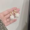 Pendientes de oso con lazo marrón estilo Academia Americana para mujer, de otoño e invierno, de alta gama, únicos y bonitos, con flocado.