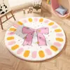 Alfombra Redonda de Imitación Cachemir con Lazo de Dibujos Animados Manta Redonda para Sofá de Casa Estudio Manta para Mesita de Noche de Habitación de Niña